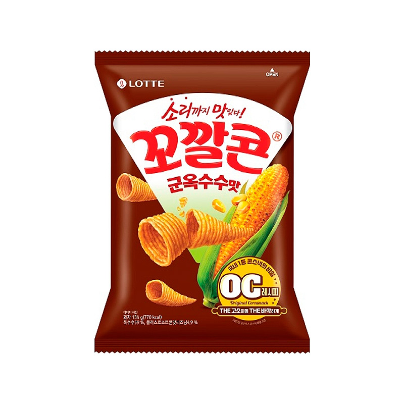 LOTTEWELLFOOD Cone Shaped Corn Snack Roasted Flavor 134g x 12