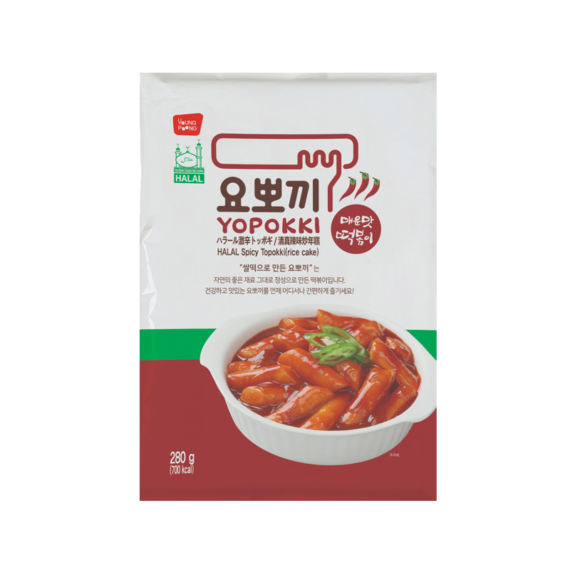 YOUNGPOONG Yopokki Spicy Tteokbokki Pouch HALAL 240g x 24