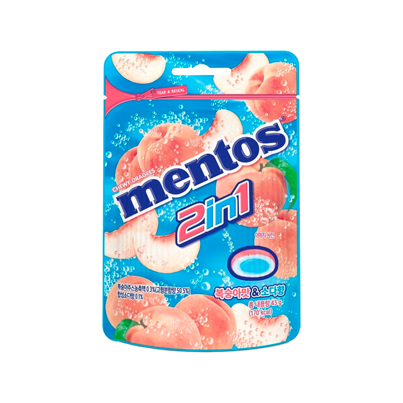 MENTOS 2IN1 Peach Soda Flavor 45g x 50
