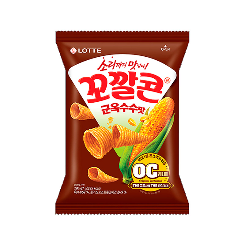 LOTTEWELLFOOD Cone Shaped Corn Snack Roasted Flavor 67g x 12