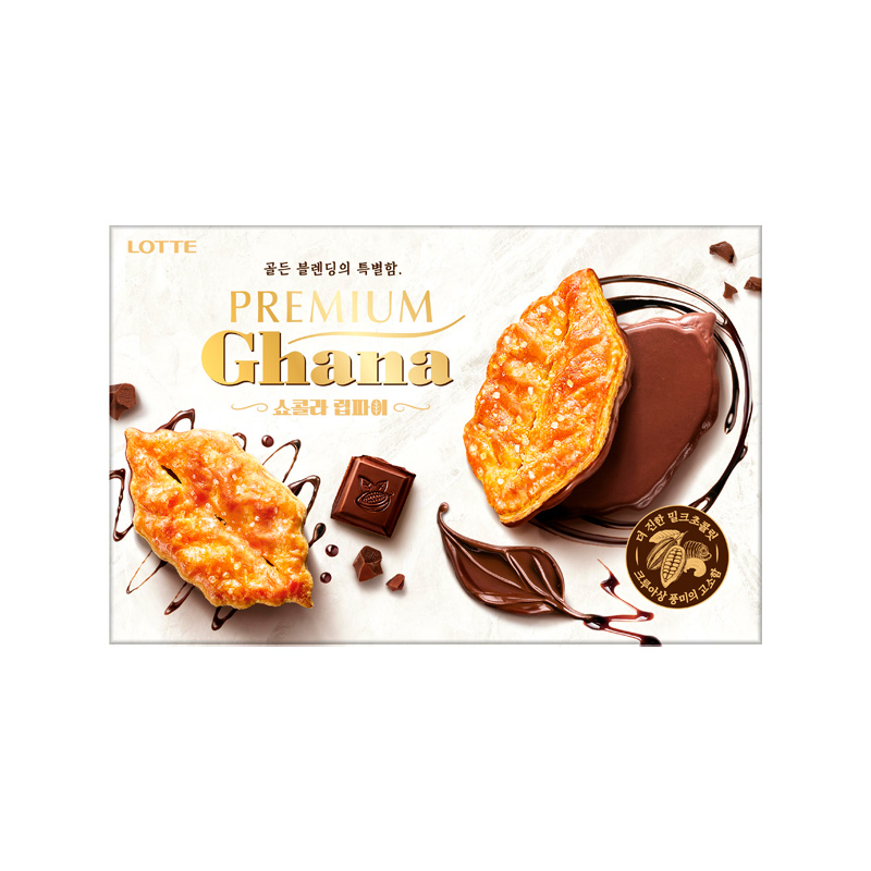 LOTTEWELLFOOD Premium Ghana Chocolate Leaf Pie 132g x 12