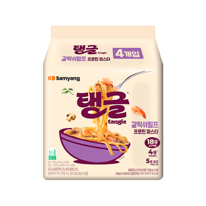 SAMYANG Tangle Garlic Shrimp Protein Pasta HALAL100g x 4p x 8